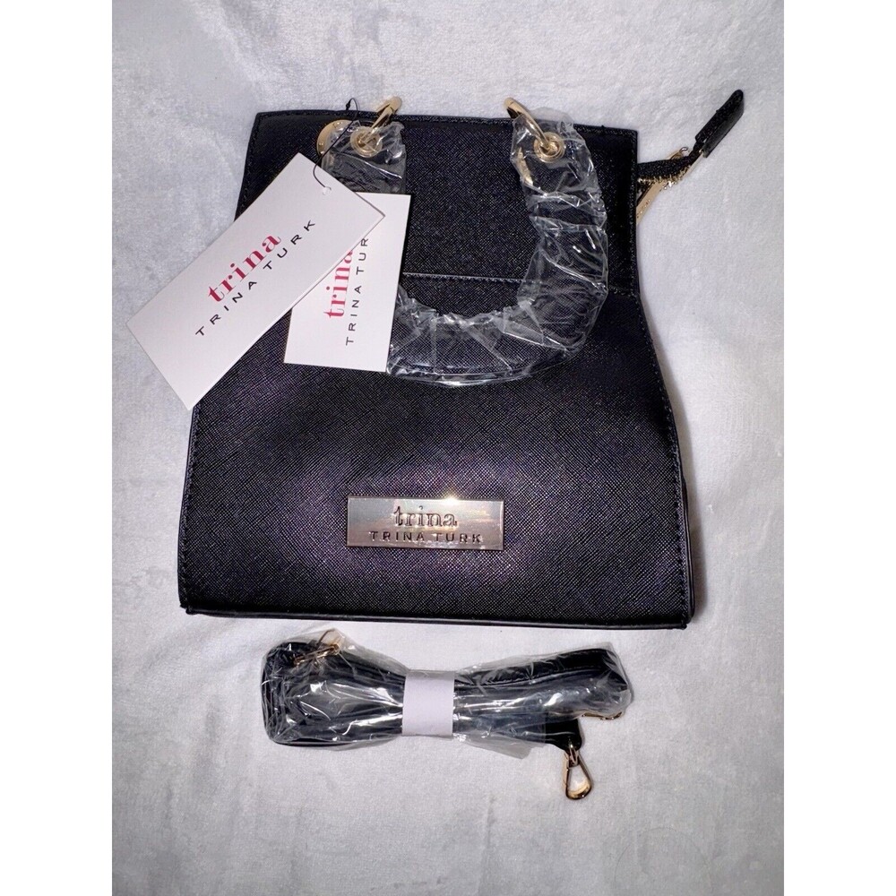 TRINA TURK Double Handle Crossbody BLACK w/ Front Slip Pocket TTT-2011 NWT - Picture 5 of 10